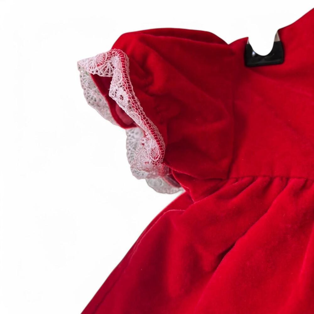 Vintage Cutest One Red Velvet Christmas / Holiday Dress 6-9 Months Festive - Picture 4 of 6